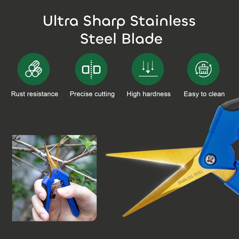 GROWNEER 3 Packs 6.5 Inch Pruning Shears with Curved Blades Trimming Scissors For Gardening Hand Pruning Snips Titanium Coated Precision Blades - Image 3